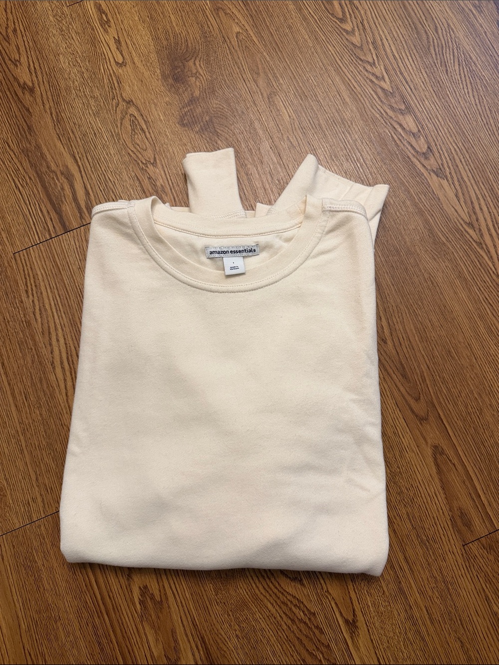 Amazon Essentials Menâs Cream Cozy Crewneck Sweatshirt